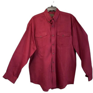 Roper Mens L Burgundy Rayon Blended Long Sleeves Button down Top
